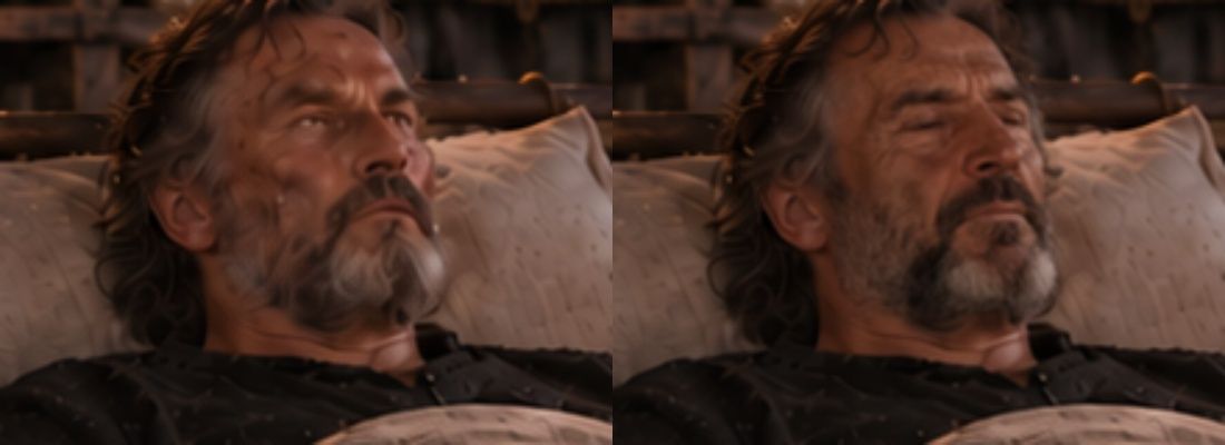 The veteran's face before and after rebuilding